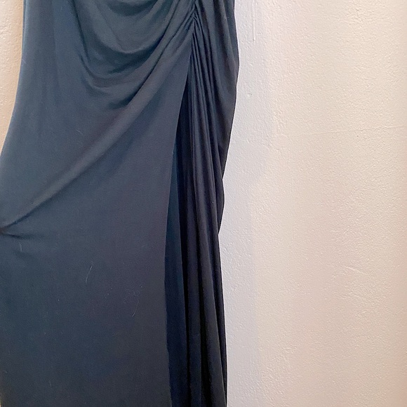 Lovers + Friends Kiki slinky Jersey Maxi Dress ruched black size small - Picture 2 of 11